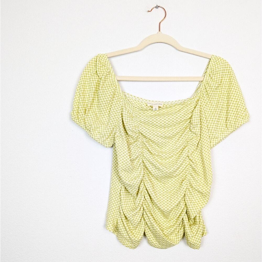 The General Good Blouse M Green Gingham Square Neck Puff Sleeve Cottagecore - Picture 3 of 8